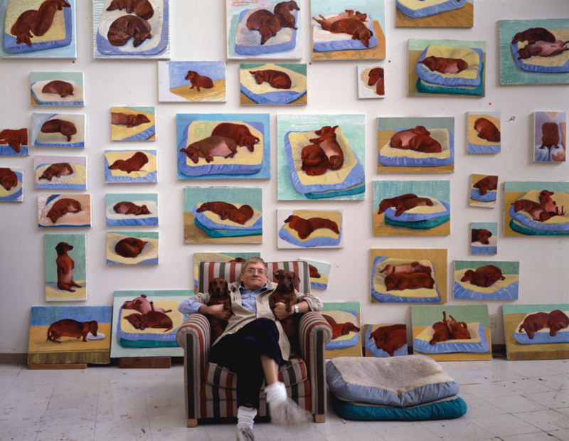 David Hockney con Stanley y Boodgie